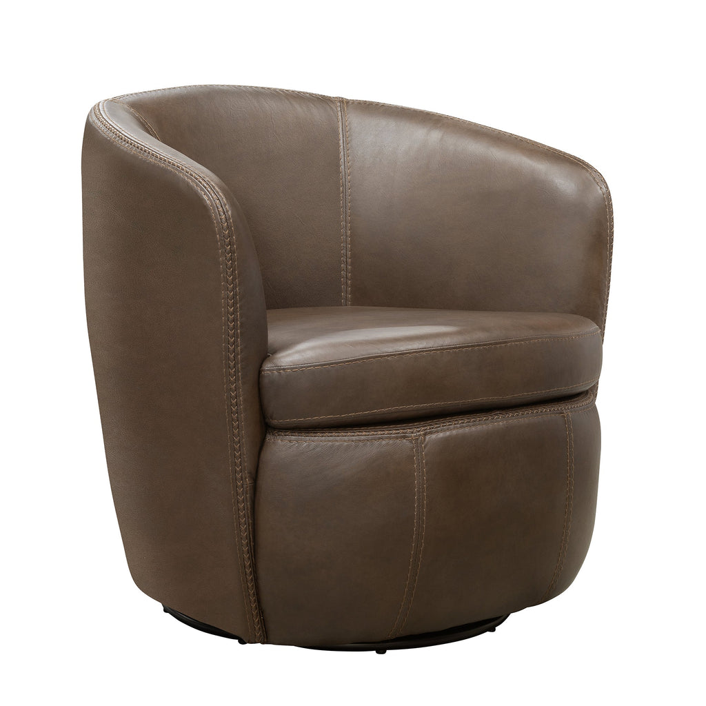 Barolo Leather Swivel Club Chair - Vintage Brown by Parker House