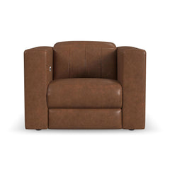 Austin Chestnut Leather Power Recliner with Power Headrest by Flexsteel