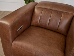 Austin Chestnut Leather Power Recliner with Power Headrest by Flexsteel