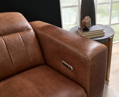 Austin Chestnut Leather Power Reclining Sofa with Power Headrest by Flexsteel