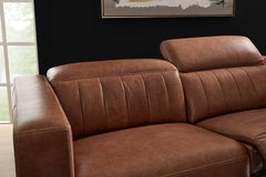 Austin Chestnut Leather Power Reclining Sofa with Power Headrest by Flexsteel