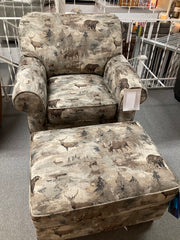 Nature Print Chair and Ottoman