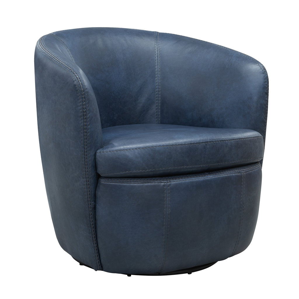 Barolo Leather Swivel Club Chair - Vintage Navy by Parker House
