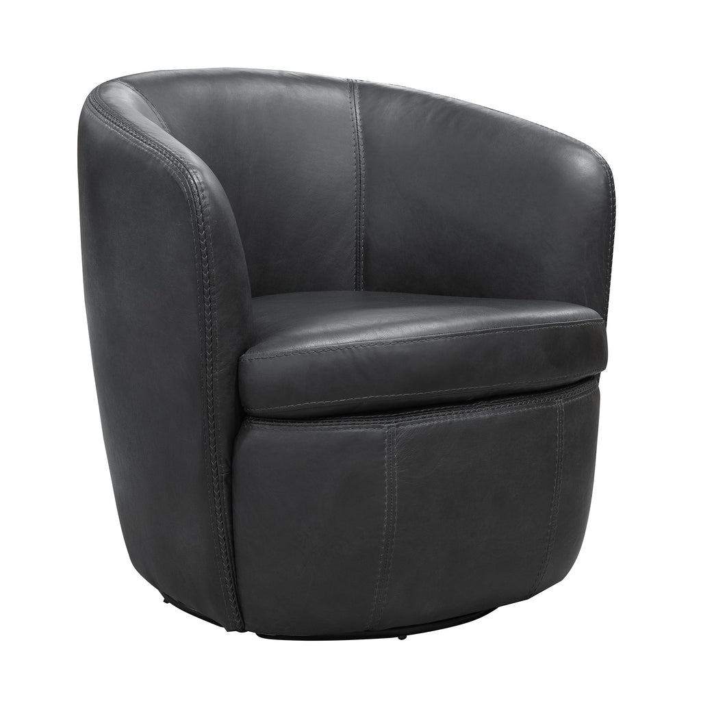 Barolo Leather Swivel Club Chair - Vintage Slate by Parker House