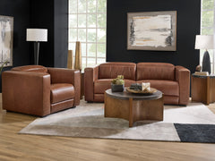 Austin Chestnut Leather Power Reclining Sofa with Power Headrest by Flexsteel