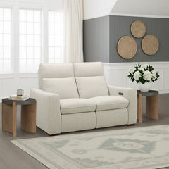 Ava Power Reclining Loveseat with Power Headrest & Lumbar in Silver Sand by Flexsteel