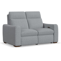 Ava Power Reclining Loveseat with Power Headrest & Lumbar in Stonewash by Flexsteel