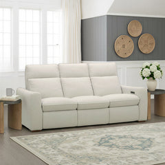Ava Power Reclining Sofa with Power Headrest & Lumbar in Silver Sand by Flexsteel