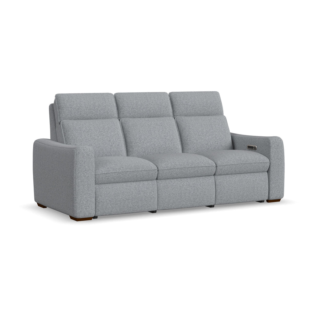 Ava Power Reclining Sofa with Power Headrest & Lumbar in Stonewash by Flexsteel