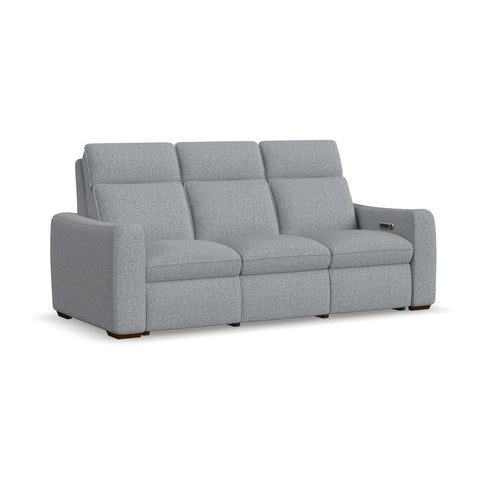 Ava Power Reclining Sofa with Power Headrest & Lumbar in Stonewash by Flexsteel