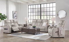 Boyington Power Sofa with Heat and Massage in Gray