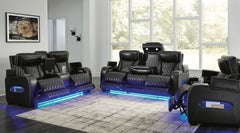 Boyington Power Loveseat with Heat and Massage in Black
