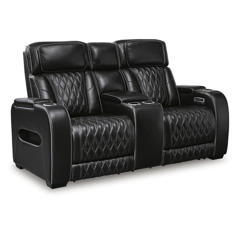 Boyington Power Loveseat with Heat and Massage in Black