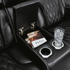 Boyington Power Loveseat with Heat and Massage in Black