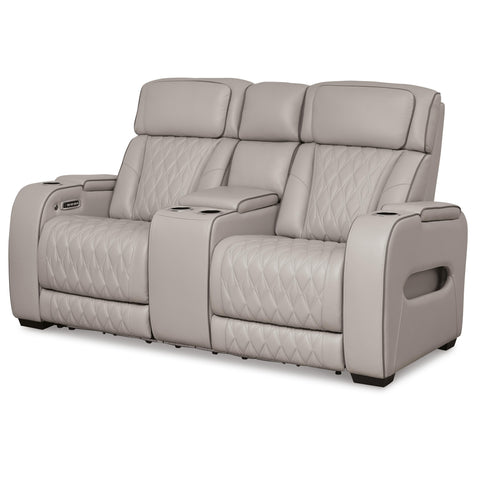 Boyington Power Loveseat with Heat and Massage in Gray