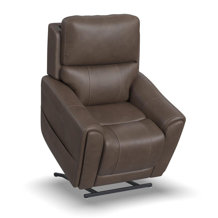 Carter Cappuccino Fabric Lift Recliner with Heat and Massage by Flexsteel