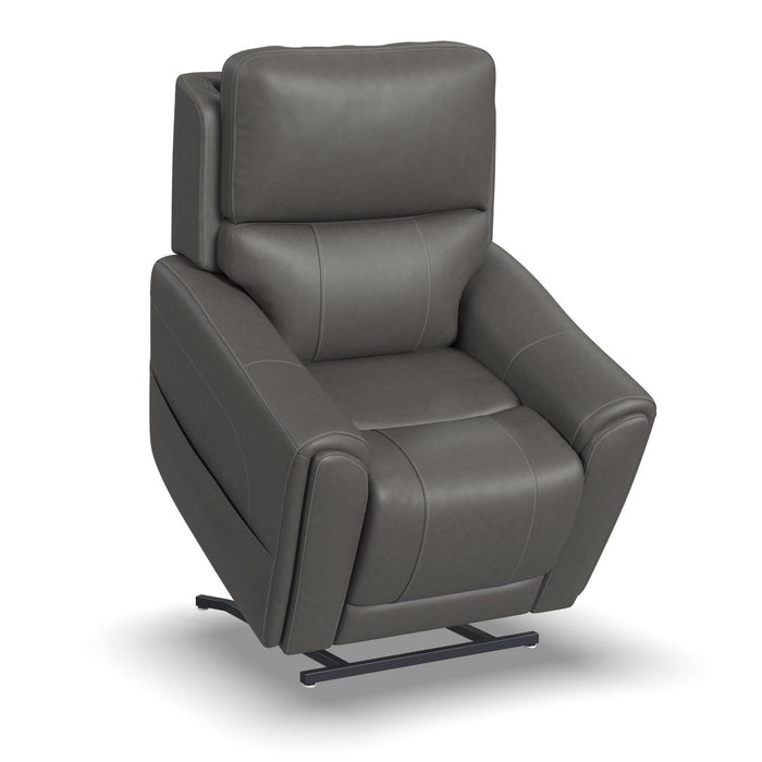 Carter Smoke Fabric Lift Recliner with Heat and Massage by Flexsteel