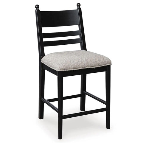 Greddinton Upholstered Black Barstool