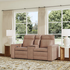 Dutch Leather Power Reclining Loveseat with Console, Power Headrest & Lumbar by Flexsteel