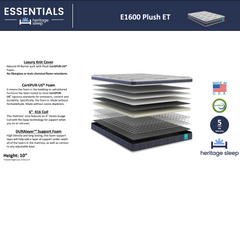 Essentials E1600 Plush ET Mattress by Heritage