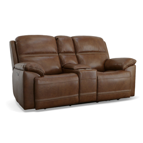 Jackson Leather Power Reclining Loveseat with Console by Flexsteel