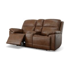 Jackson Leather Power Reclining Loveseat with Console by Flexsteel