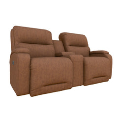 Maverly Power Loveseat with Console in Cognac Leather by Best Home Furnishings