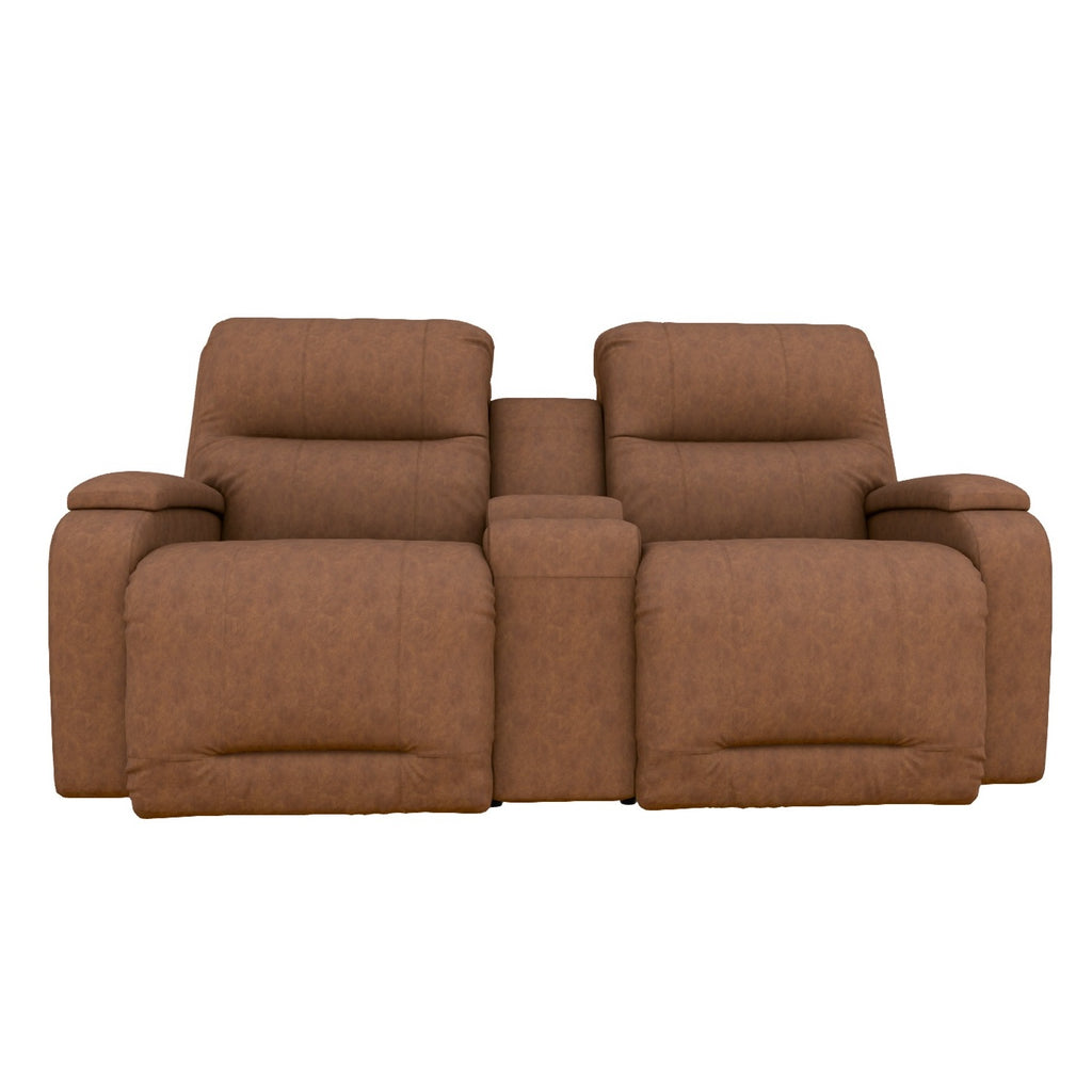 Maverly Power Loveseat with Console in Cognac Leather by Best Home Furnishings