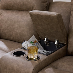 Maverly Power Loveseat with Console in Cognac Leather by Best Home Furnishings