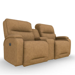 Maverly Power Loveseat with Console in Umber Leather by Best Home Furnishings