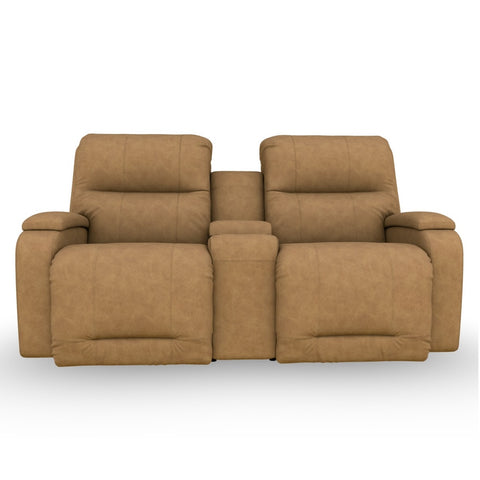 Maverly Power Loveseat with Console in Umber Leather by Best Home Furnishings