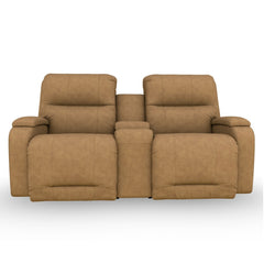 Maverly Power Loveseat with Console in Umber Leather by Best Home Furnishings