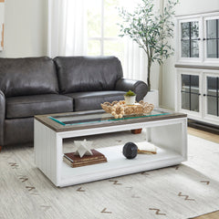 Melody White Rectangular Coffee Table with Casters by Flexsteel