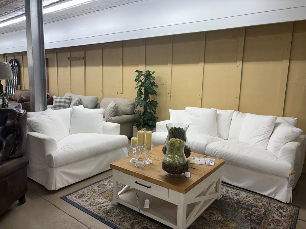 Synergy Peyton Pearl Slipcover Sofa with FREE Chair and Ottoman