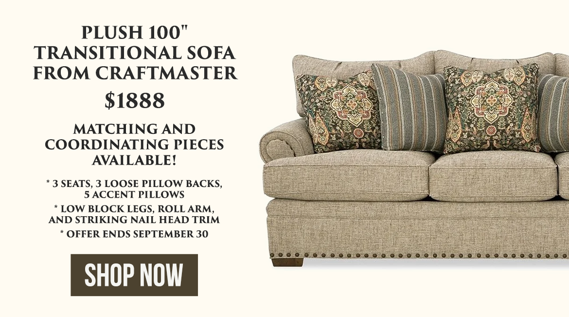 Sale on plush Craftmaster sofa