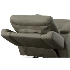 Sawyer Leather Power Recliner with Power Headrest & Lumbar in Gray by Flexsteel