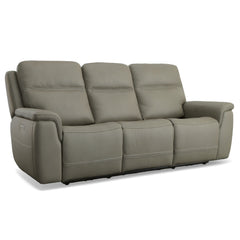 Sawyer Leather Power Sofa with Power Headrest & Lumbar in Gray by Flexsteel