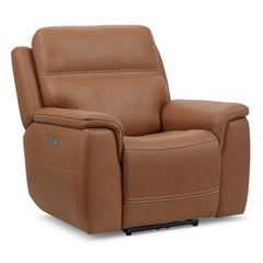 Sawyer Leather Power Recliner with Power Headrest & Lumbar in Harvest by Flexsteel