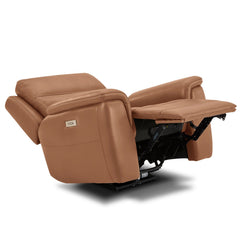 Sawyer Leather Power Recliner with Power Headrest & Lumbar in Harvest by Flexsteel