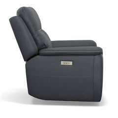 Sawyer Leather Power Recliner with Power Headrest & Lumbar in Marine by Flexsteel