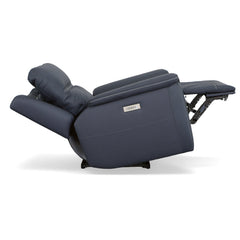 Sawyer Leather Power Recliner with Power Headrest & Lumbar in Marine by Flexsteel