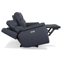 Sawyer Leather Power Sofa with Power Headrest & Lumbar in Harvest by Flexsteel