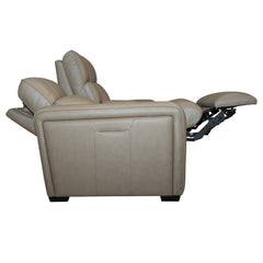 Sense Leather Power Loveseat in Greige with Console, Power Headrest, Lumbar & Pulse by Flexsteel