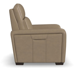 Sense Leather Power Recliner in Greige with Power Headrest, Lumbar & Pulse by Flexsteel
