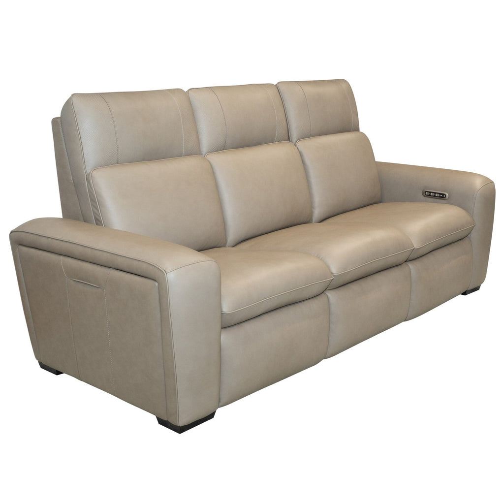 Sense Leather Power Sofa in Greige with Power Headrest, Lumbar & Pulse by Flexsteel