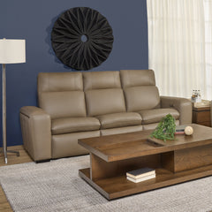 Sense Leather Power Sofa in Greige with Power Headrest, Lumbar & Pulse by Flexsteel
