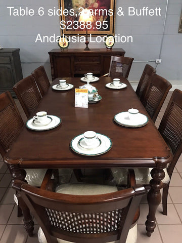 Table w/ 6 Side Chairs, 2 Arm Chairs & Buffet