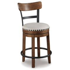 Valebeck Brown Counter Height Upholstered Swivel Bar Stool by Signature Design by Ashley
