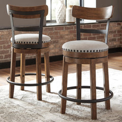 Valebeck Brown Counter Height Upholstered Swivel Bar Stool by Signature Design by Ashley
