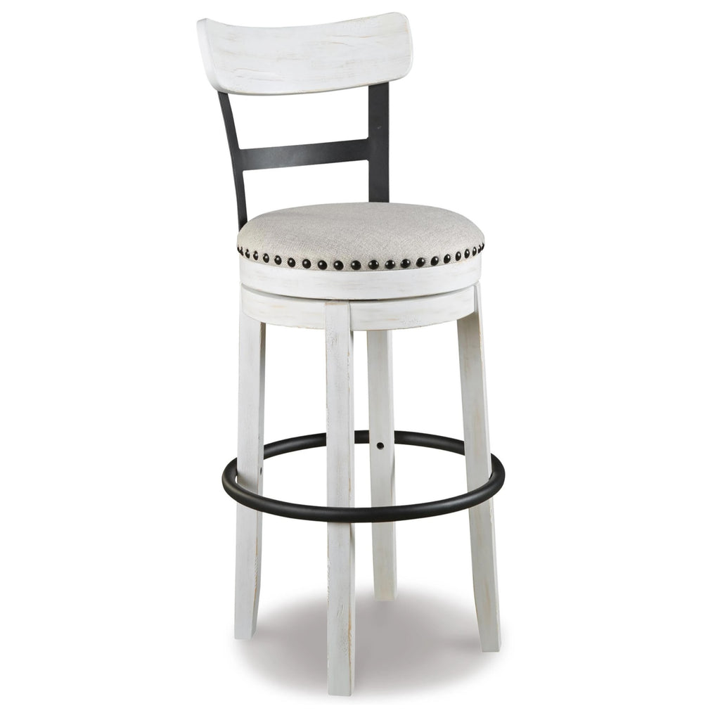 Valebeck White Bar Height Upholstered Swivel Bar Stool by Signature Design by Ashley